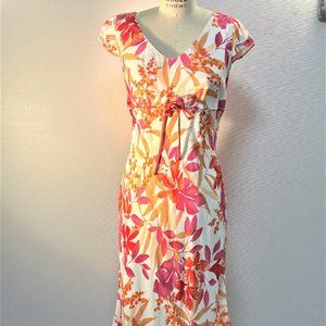 COLOURFUL RETRO FUSCHIA & ORANGE FLORAL DRESS